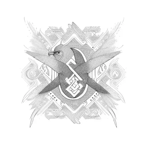 Freya's Name In Nordic Runes Surrounded By Falcon Feathers