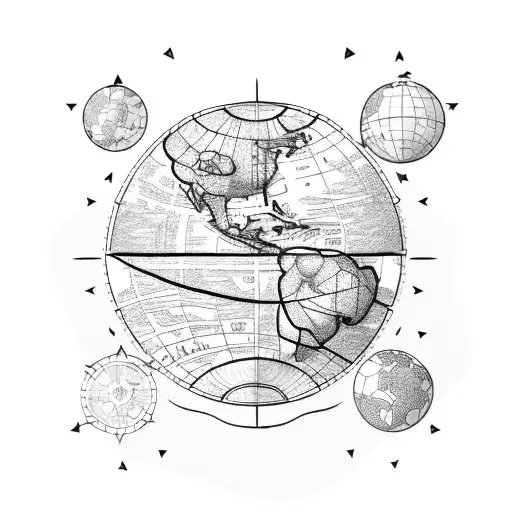 Globe With Map And Arrow