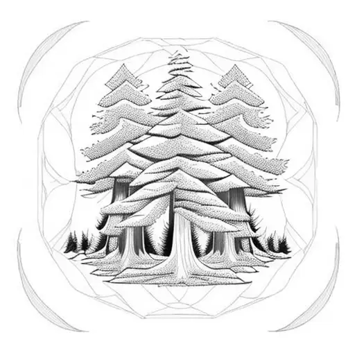 Cedar Tree And Redwood Tree And Oak Tree
