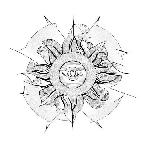 Abstract Sun In Horseshoe Shape