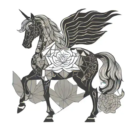 Majestic Stallion With A Lotus