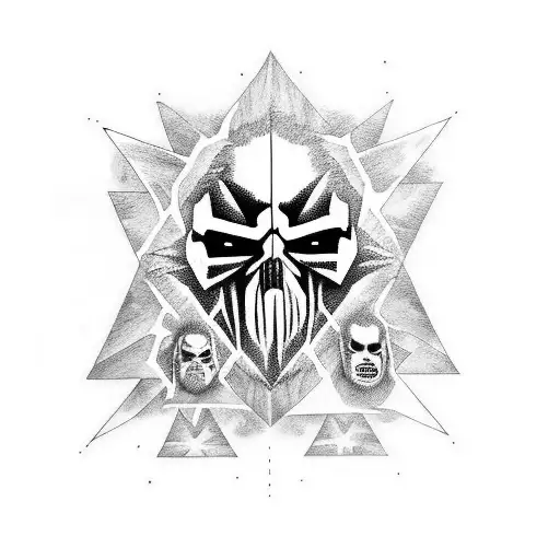 A Realistic Portrait Of Slipknot Band Members With The Words 'When All Hope Is Gone' Incorporated