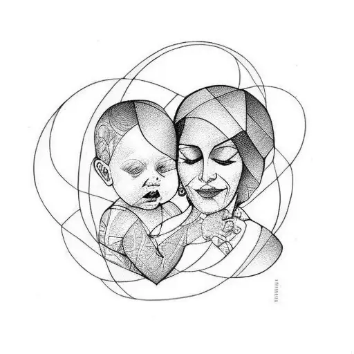 Mother's Love Portrayed Through Abstract Lines