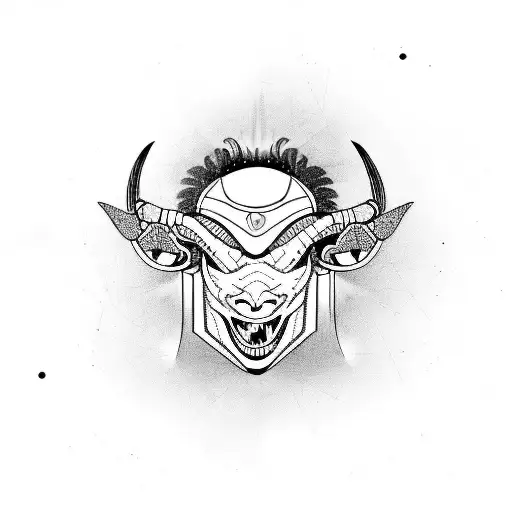 A Cartoon Demon Black Sheep With The Anarchy Sign Using The Drums