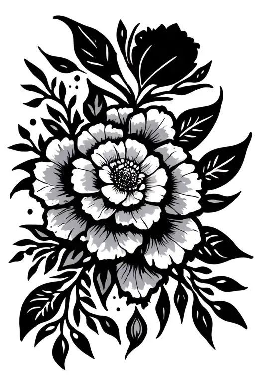 Western Style Tattoo Featuring Florals