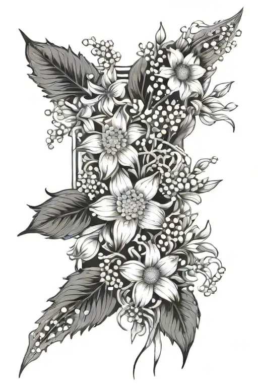 Bouquet With Chrysanthemum And Lily Of The Valley And Daisy