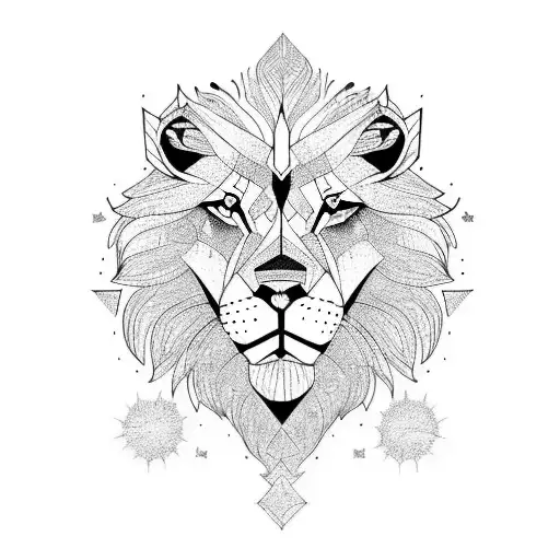 Lion And Wolf Split In Two By The Center