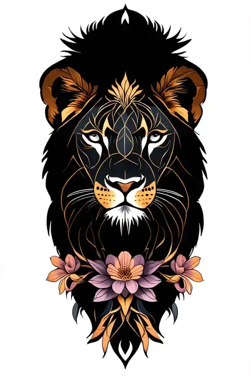 Lioness Flowers Intertwined