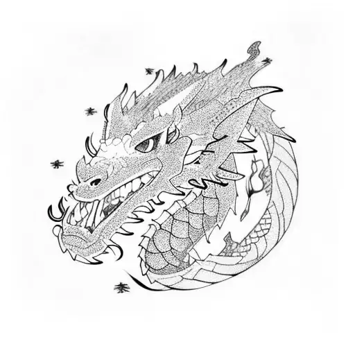 Dragon Negro Con Rojo