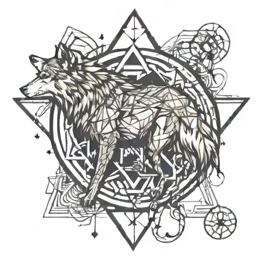 Wolf And Pentagram Surrounded