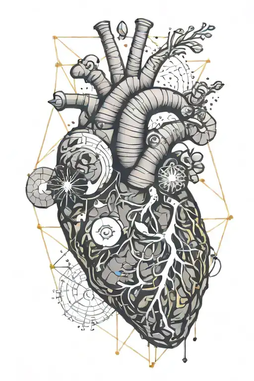Anatomical Heart Silhouette Desert Filled Connected By Dna To Brain In Solar System
