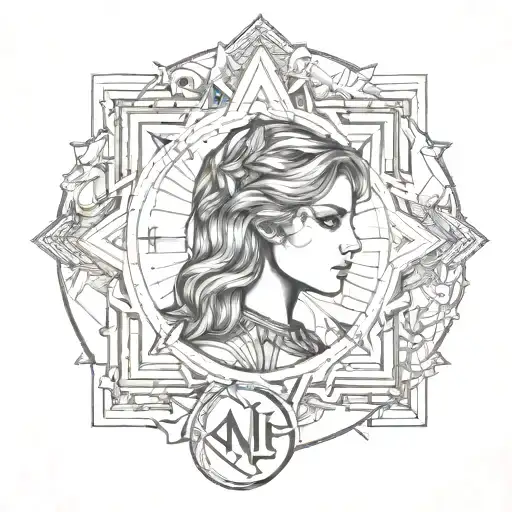 Virgo Zodiac Sign Combined Tattoo Design Featuring