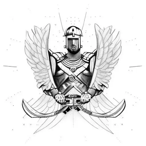 A Gladiator With Angel Wings Wielding A Gun