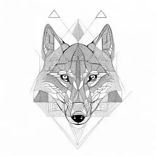 Geometric Wolf With Geometric Shapes And Lines