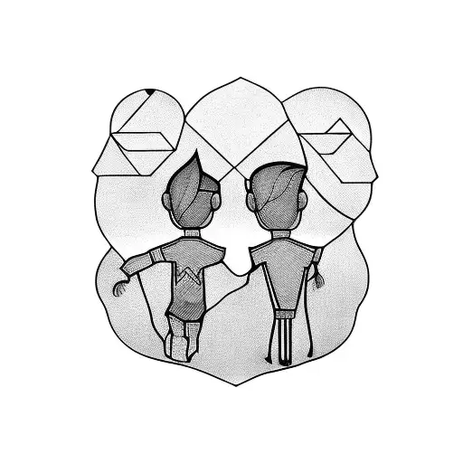 Silhouette Of An Older Boy And A Little Girl