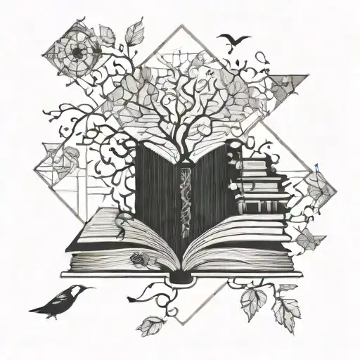 An Intricate Puzzle Design Incorporating Elements Of Nature And Books