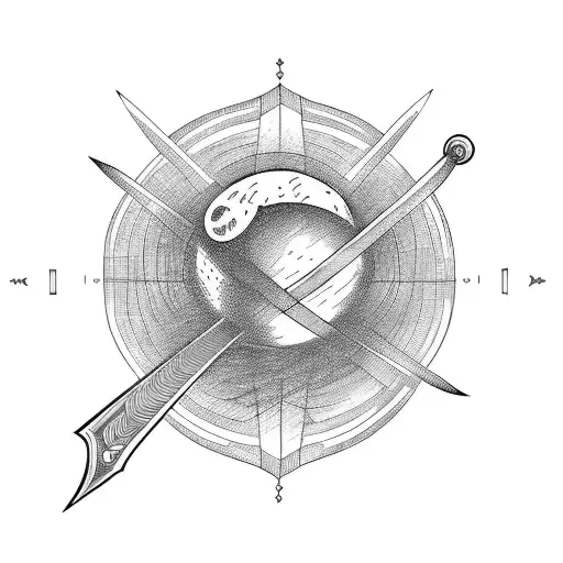 Saturn In Fine Line With A Sword