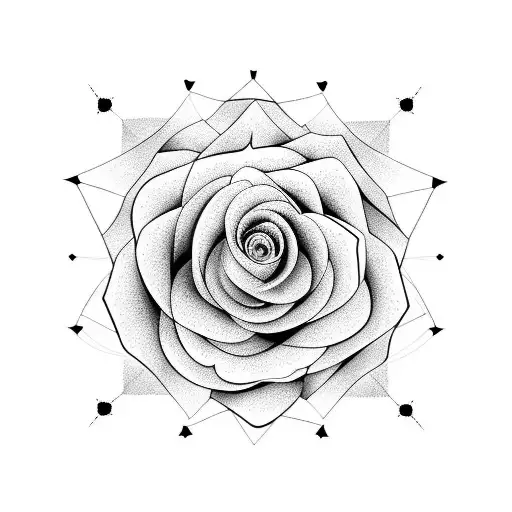 Vertical Line Work Rose 222 Stars