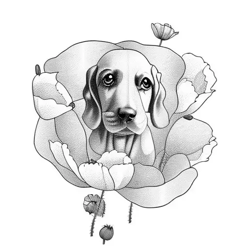 Dog And Poppies