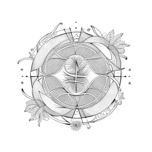 Arch At The Center With A Circle Crossing Over And A Vine