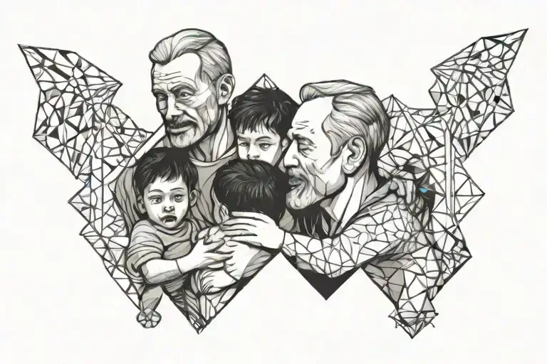 Devorced But Happy Father Of 3 Child Holding Each Other