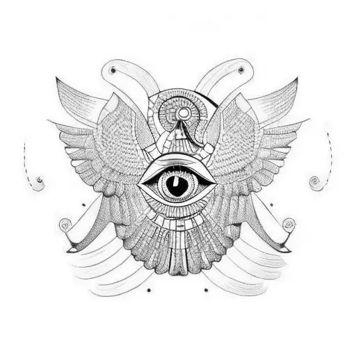 Egyptian Style Tatto With Scarab And Eye