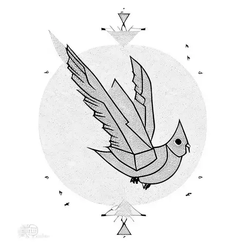 Make Me A Geometric Dove With Only Black Lines