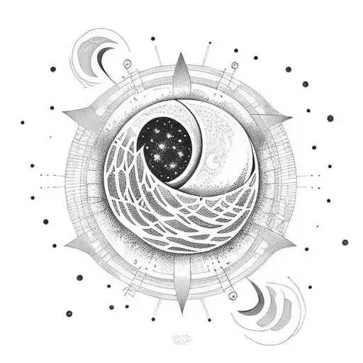 Band Around The Arm With Waves And The Moon Integrated