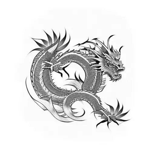 Japanese Dragon Black And Red Combination