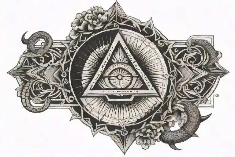 Lucifer's Tear In The Center Of An Exagram Surrounded By A Snake