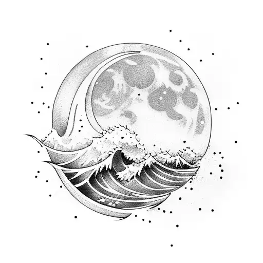 Armband With Waves And The Moon Integrated