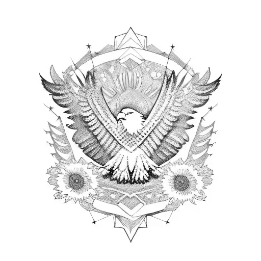 Eagle Constallation With Flowers