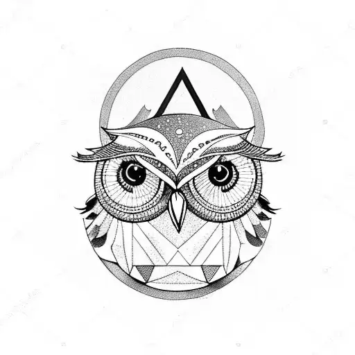 Owl Sitting On Crescent Moon