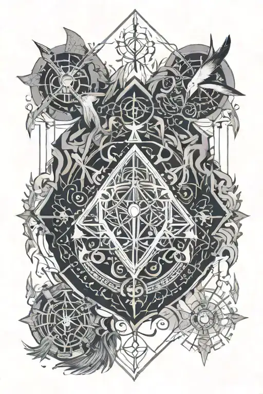 Book Surrounded By Symbols Mixed With Nordic Runes