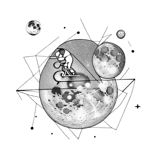 A Cyclist Riding Through The Phases Of The Moon