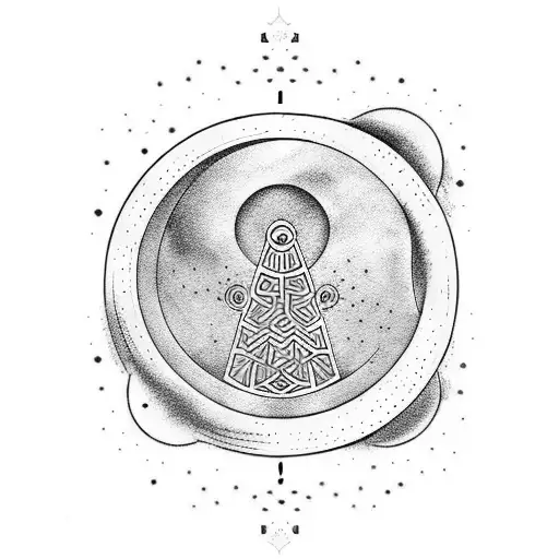 Wanning Crescent Moon With Runes