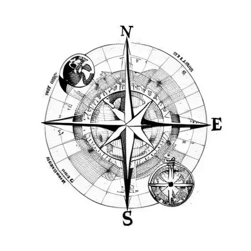 Earth Map Compass And Anchor