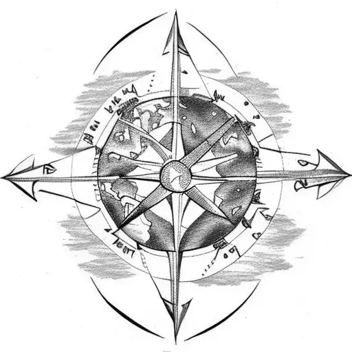 Earth Map Compass And Anchor