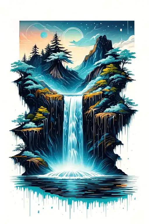 A Universe Melting Into A Waterfall That Turns Into Rain