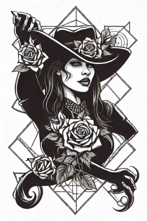 Cowgirl And Rose Intertwined