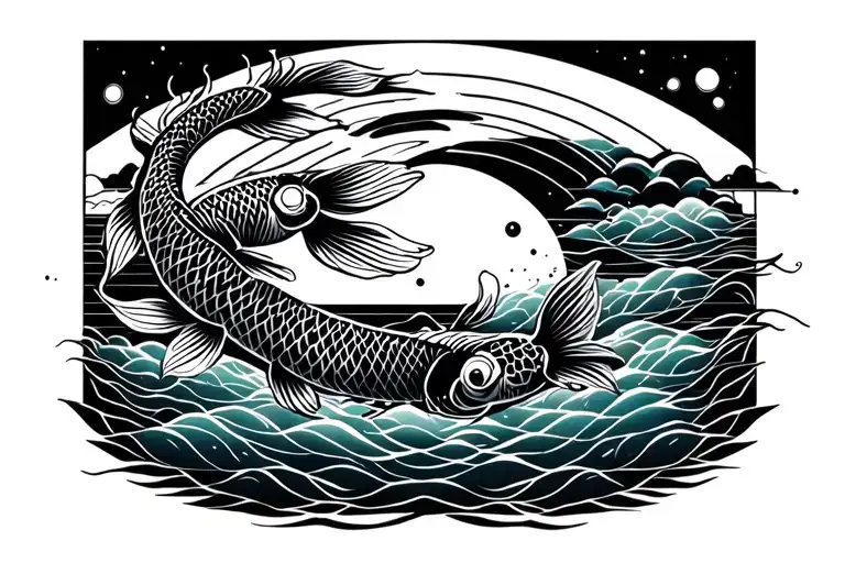 Koi Fish And Full Moon Phase