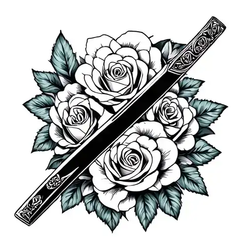 Katana With Roses Wrapped