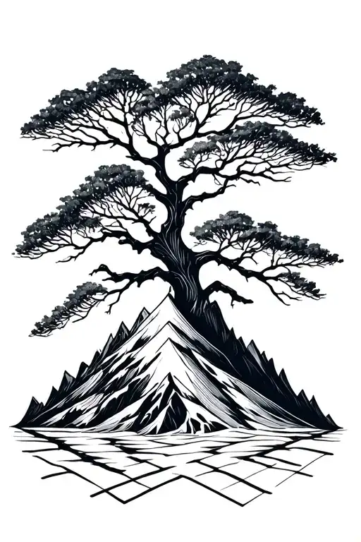 Tree Branches And One Mountain