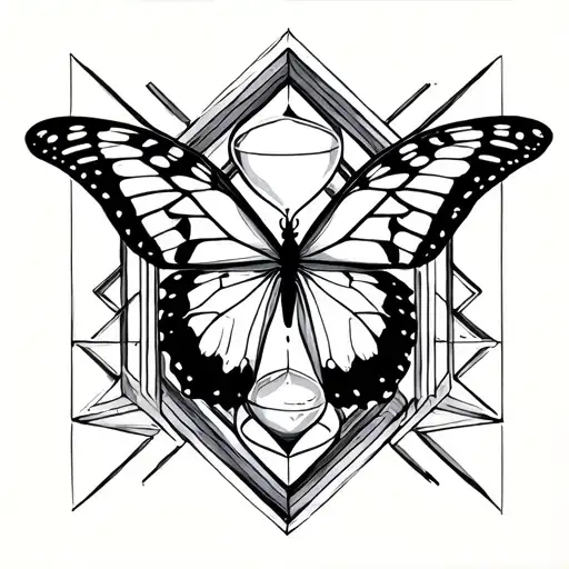 Hourglass And A Butterfly