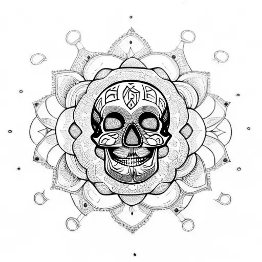 Skull Mandala With A Big Skull And Many Smaller And Smaller Skulls