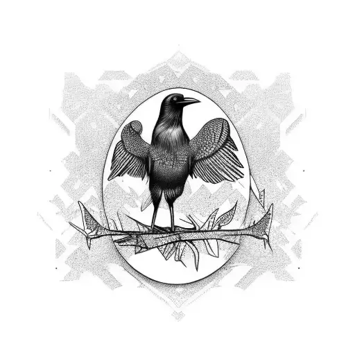 Full Realistic Standing Crow Made Of Shapes