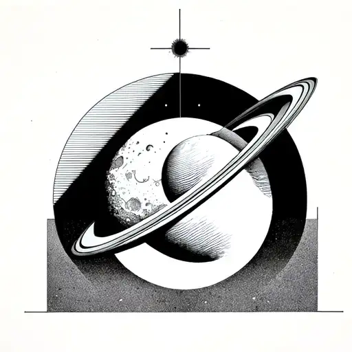 Moon And Saturn Simple Geometric Representation