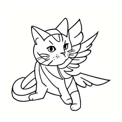 Cat Angel Flying