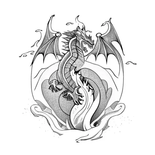 Dragon Melting Into Lava