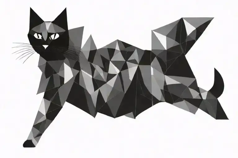 Skinny Black Cat With Fur Standing On End